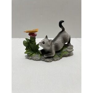 Curious Cats Porcelain Figurine A New Playmate Kitty Cat & Butterfly Kitten
